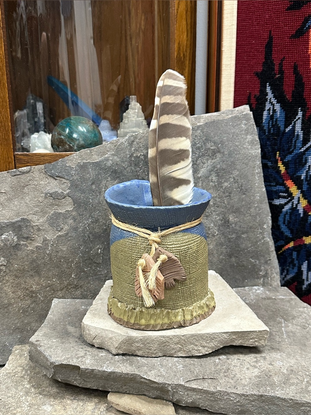 Handmade Sculpted Stoneware Clay Vase